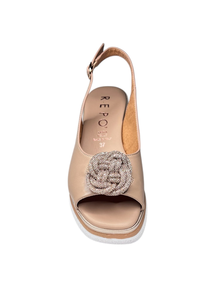 sandalo donna in pelle beige