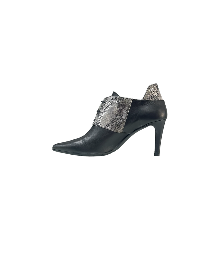 stringate con tacco pelle perlato art. 10244 noir