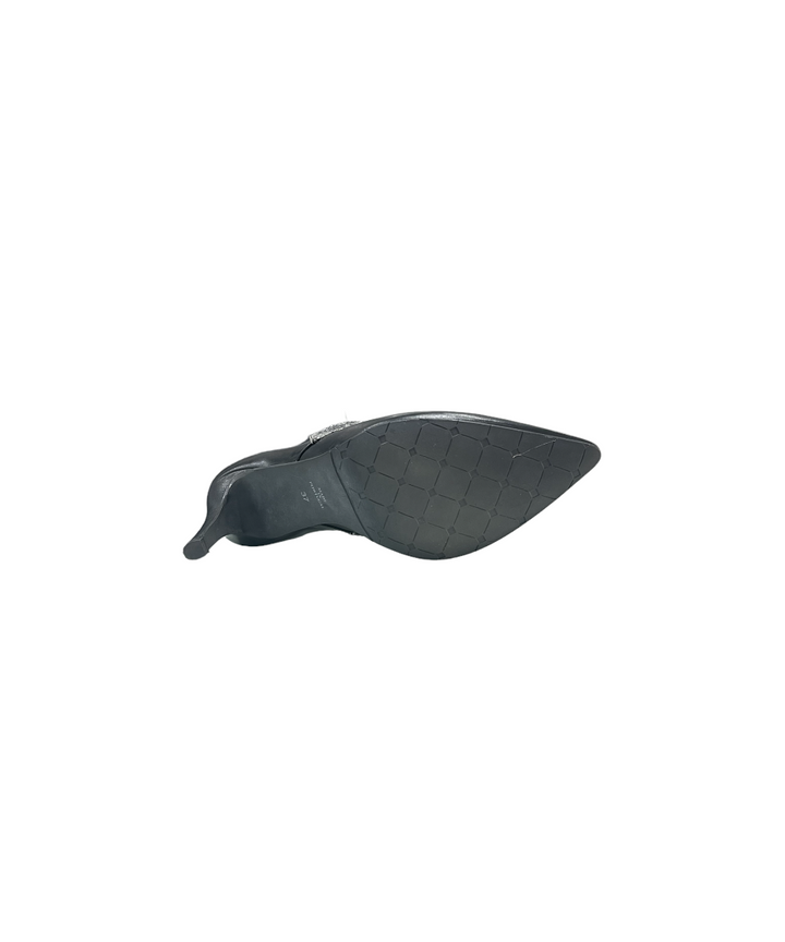 stringate con tacco pelle perlato art. 10244 noir