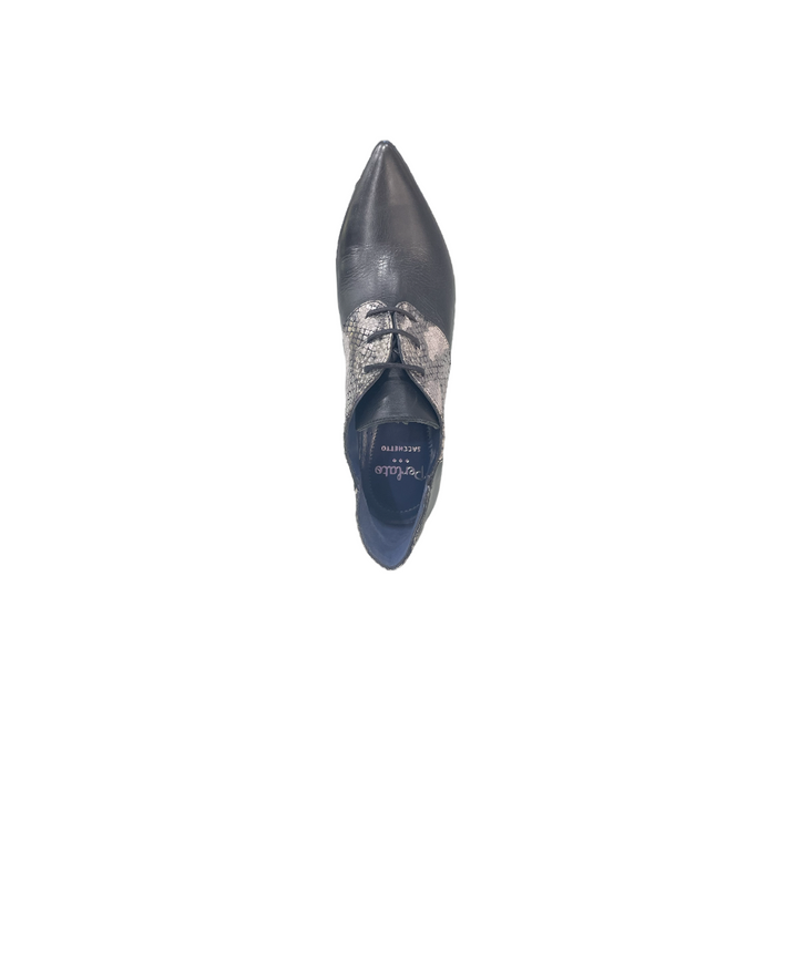 stringate con tacco pelle perlato art. 10244 noir