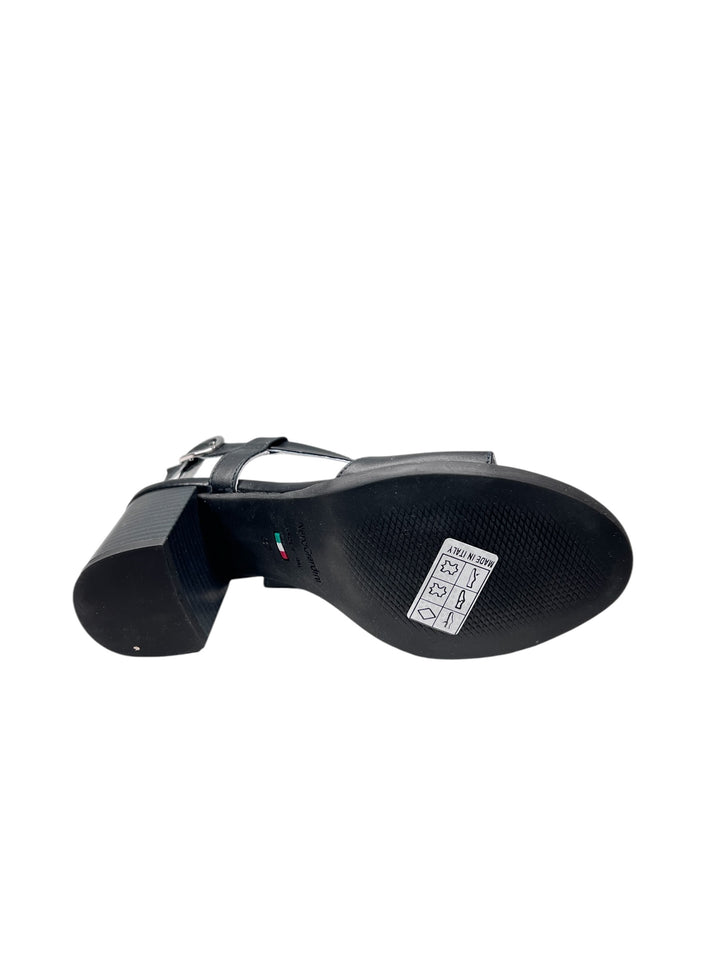 sandalo donna in pelle nera