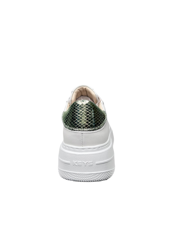 sneakers donna pelle keys art.10521-9524 BIANCO-VERDE