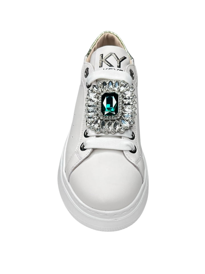 sneakers donna pelle keys art.10521-9524 BIANCO-VERDE