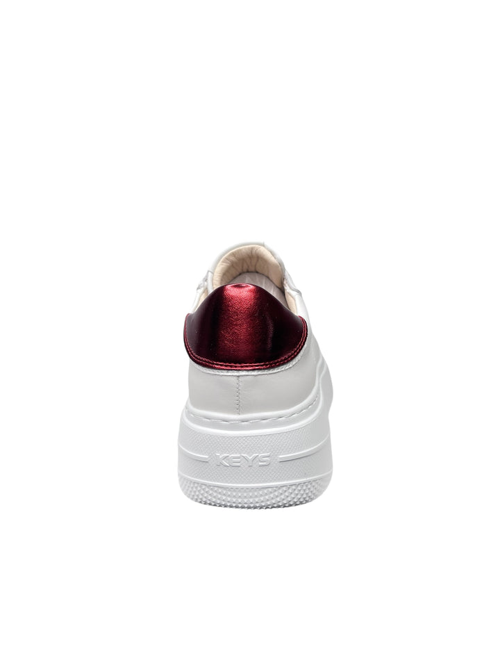 sneakers donna pelle keys art.10521-9525 white-bordeaux
