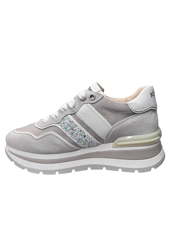 sneakers donna pelle keys art.10571-9554 bianco-grigio