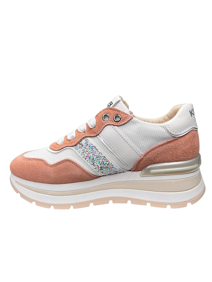 sneakers donna pelle keys art.10571-9556 bianco-salmone