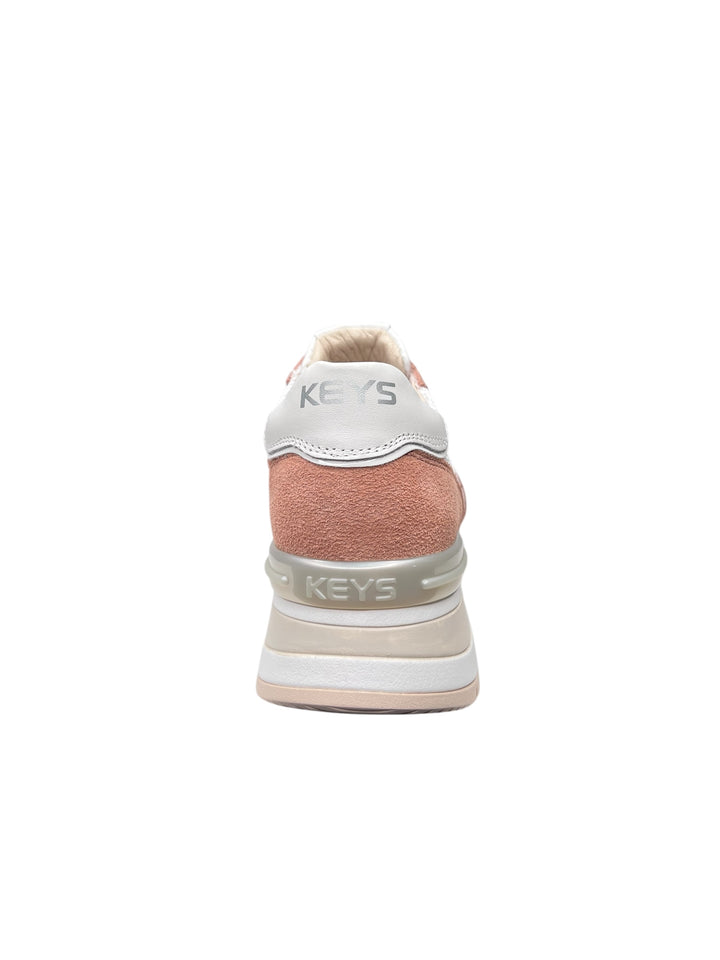 sneakers donna pelle keys art.10571-9556 bianco-salmone