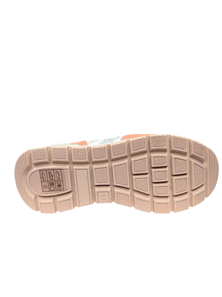 sneakers donna pelle keys art.10571-9556 bianco-salmone