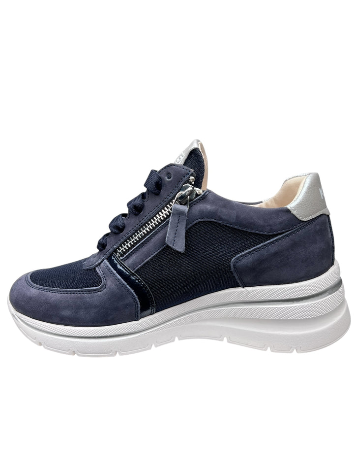 sneakers con zeppa donna pelle keys art.10600-9598 blu-silver