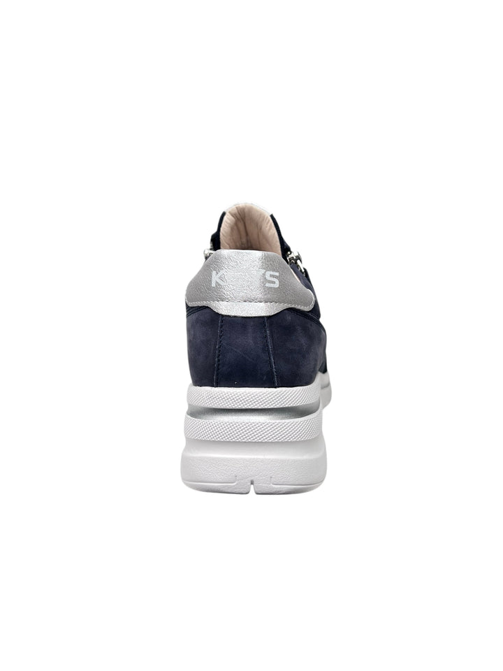 sneakers con zeppa donna pelle keys art.10600-9598 blu-silver