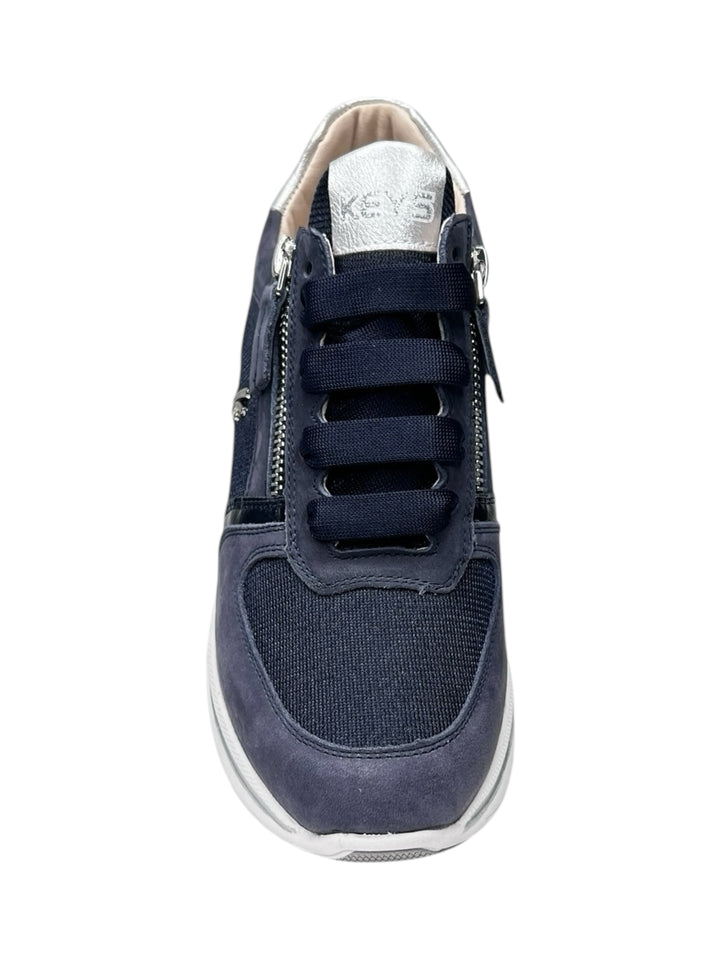 sneakers con zeppa donna pelle keys art.10600-9598 blu-silver