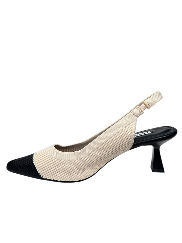 slingback donna pelle-tessuto keys art.10770-9740 panna-nero