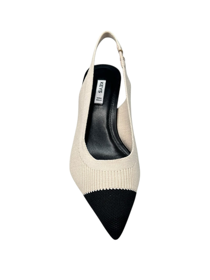 slingback donna pelle-tessuto keys art.10770-9740 panna-nero