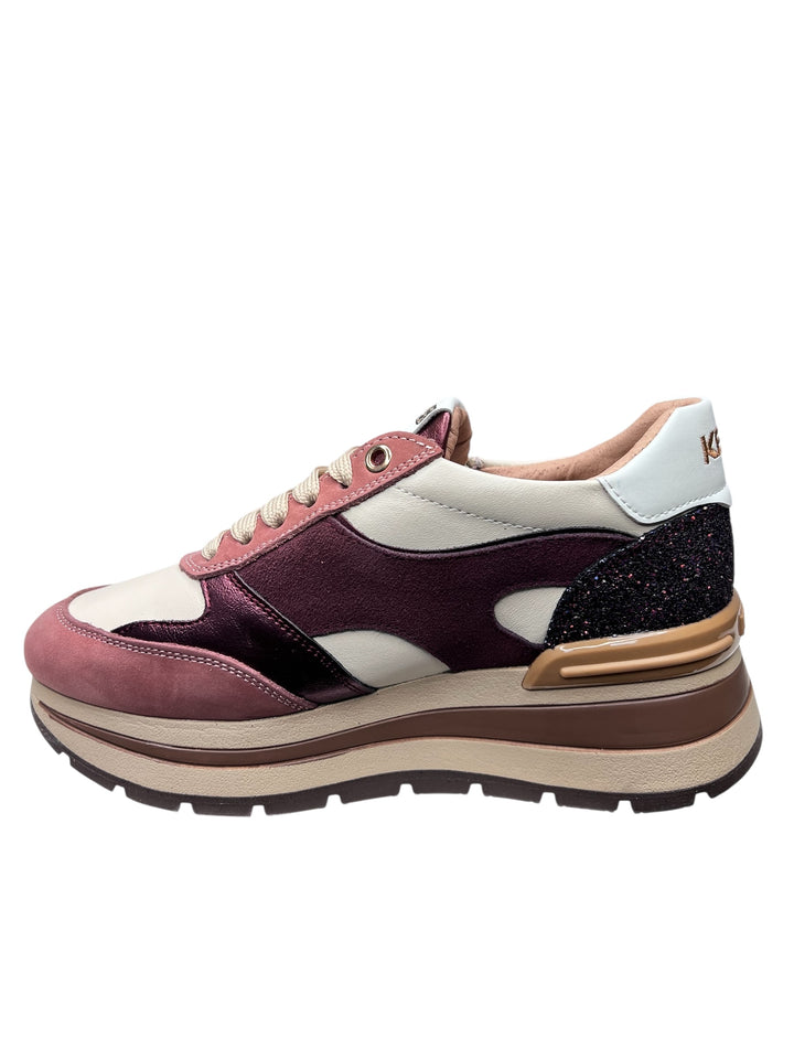 sneaker donna bianco-prugna