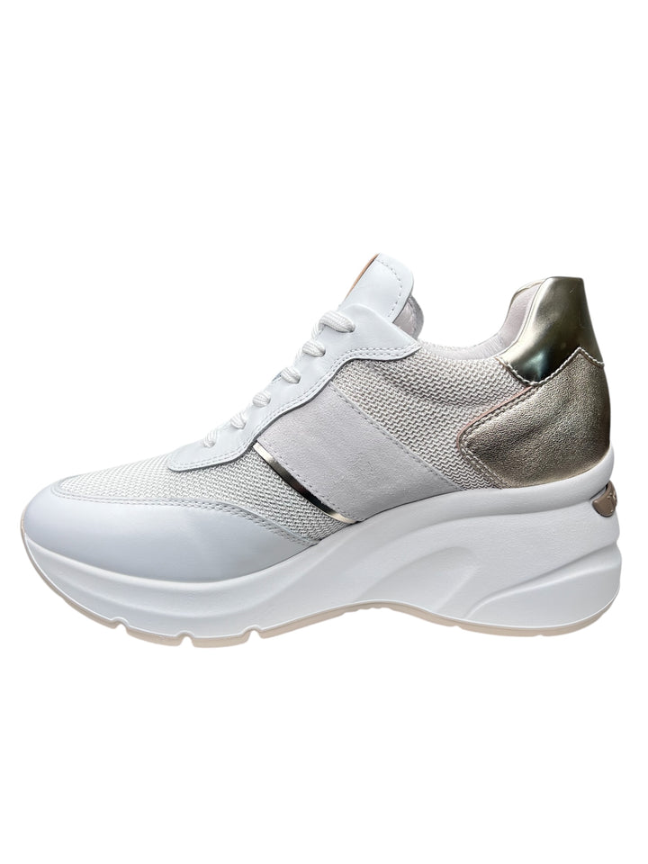 sneakers con zeppa donna pelle nero giardini art.e512962d707 bianco