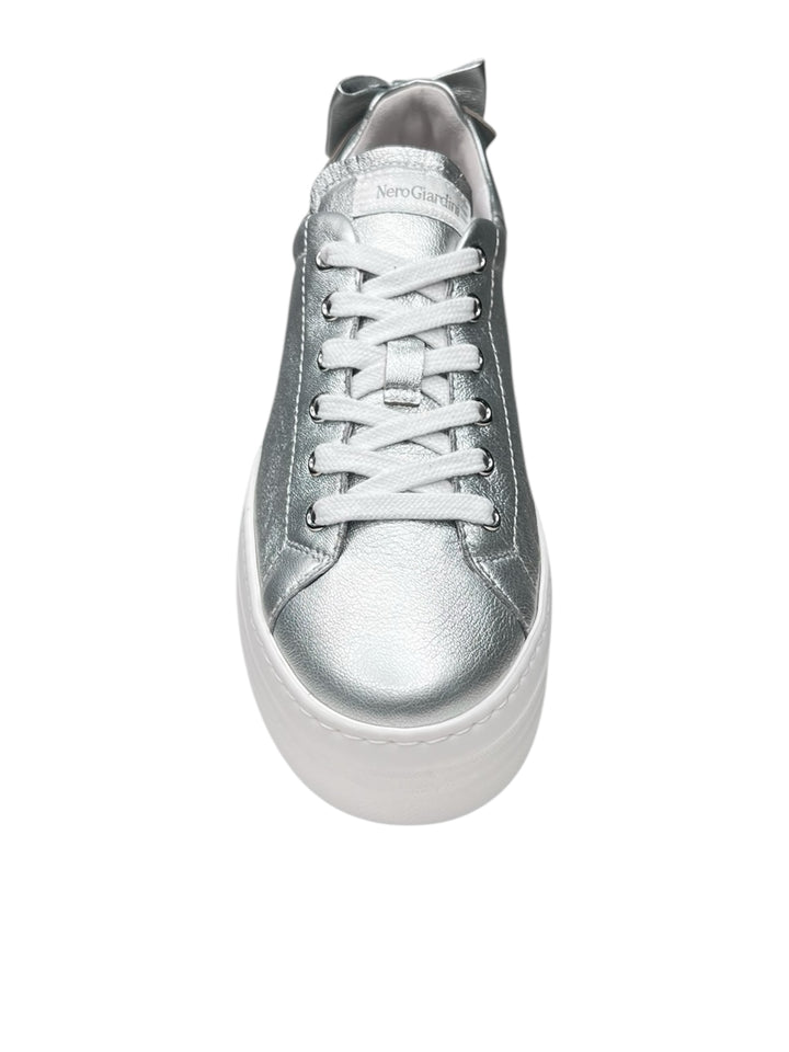 sneakers donna pelle nero giardini art.e513020d700 argento