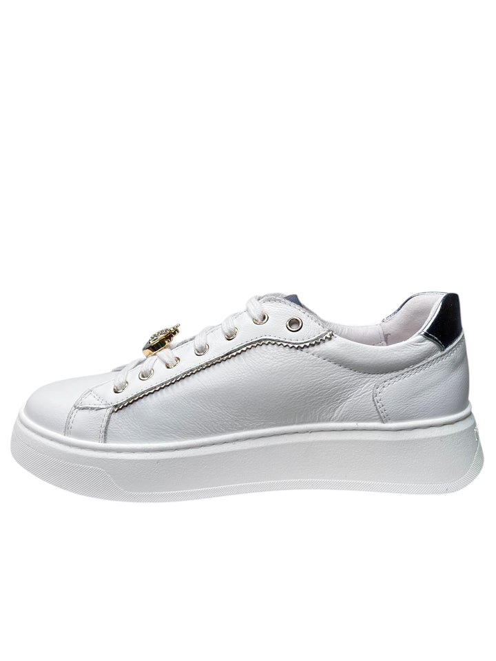 sneakers donna pelle nero giardini art.e513060d707 bianco
