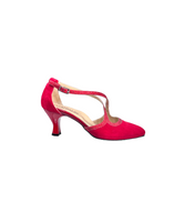décolleté semiapert donna camoscio-lurex esmeralda art. 131 rosso