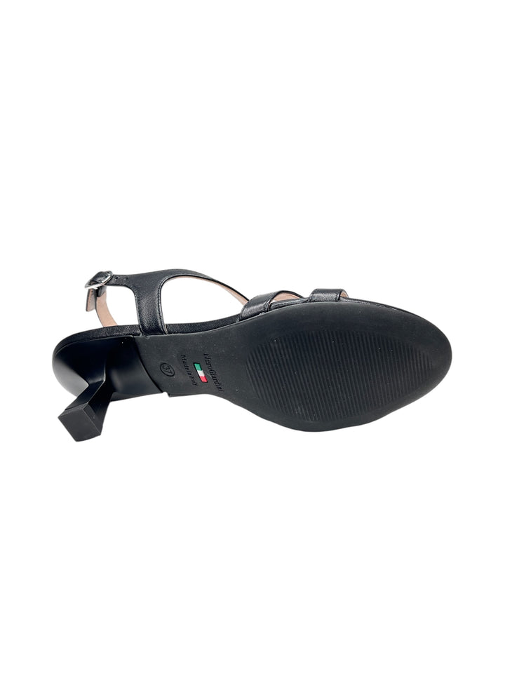 sandalo donna in pelle nera
