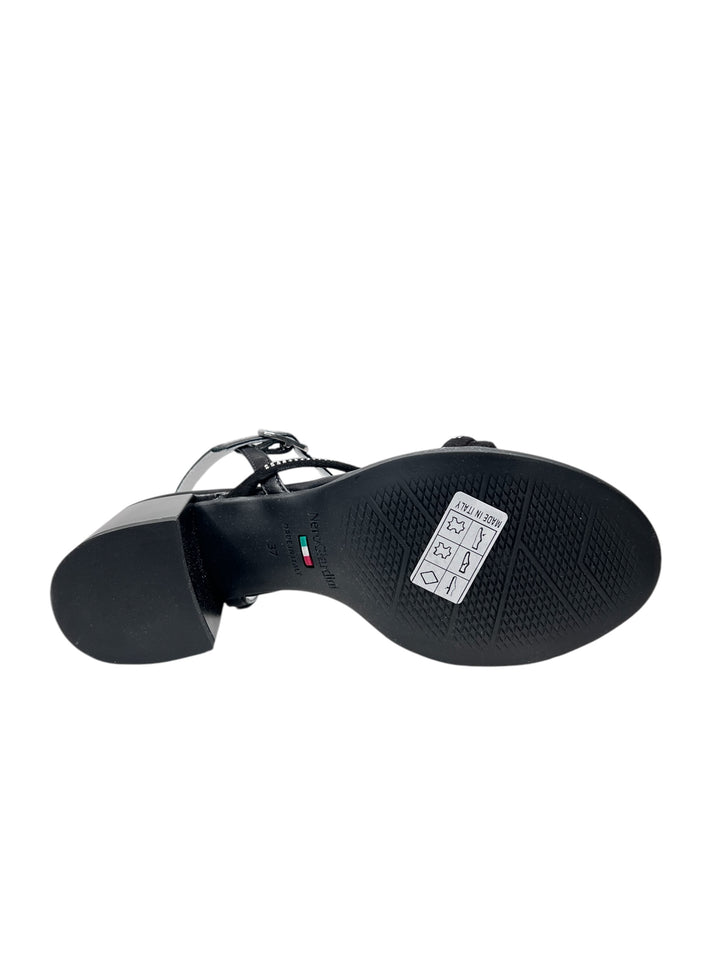 sandalo donna in pelle nera