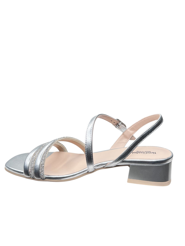 sandalo donna in pelle argento