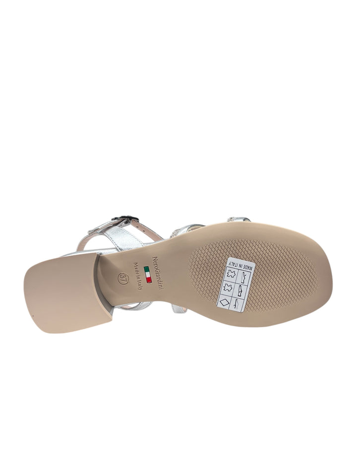 sandalo donna in pelle argento