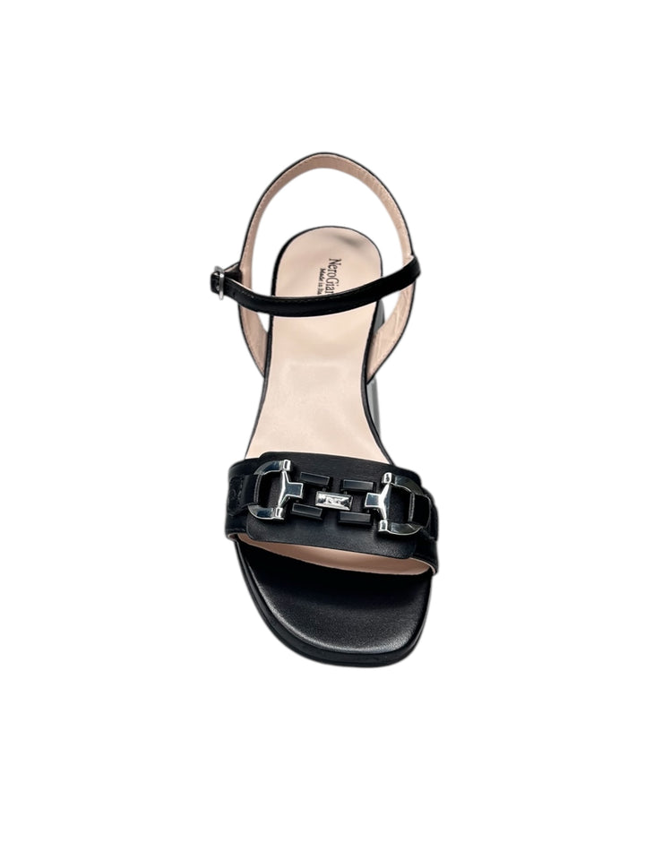 sandalo donna in pelle nera
