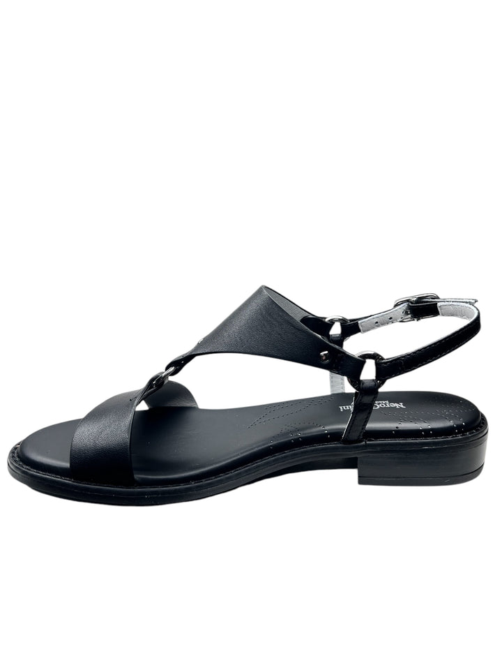 sandalo donna in pelle nera