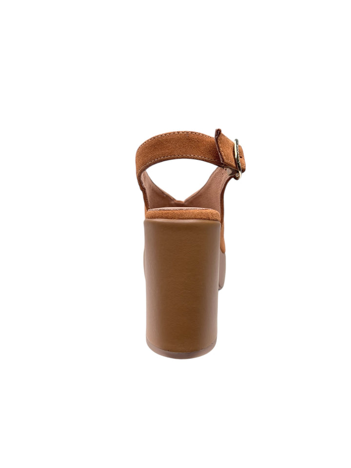 sandalo donna in camoscio tabacco