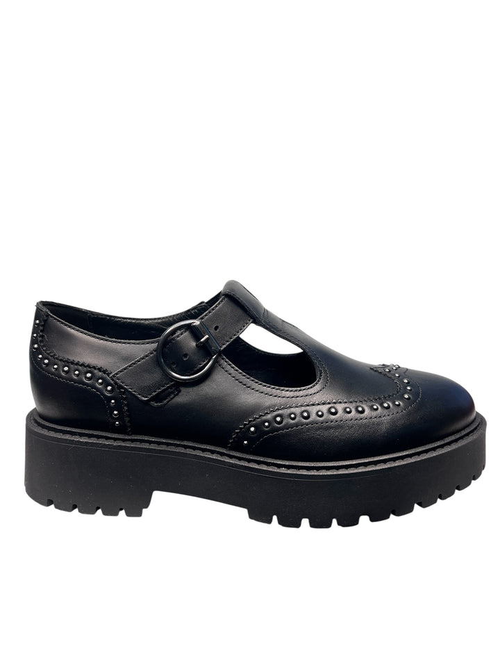 t-bar donna pelle nero