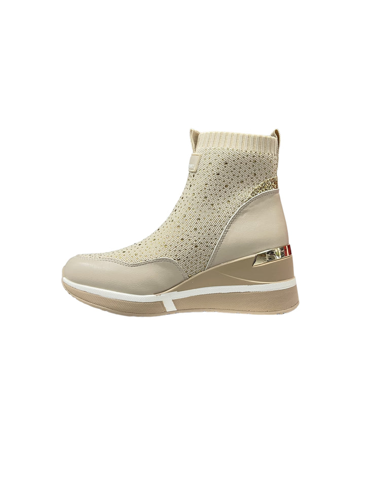 sneakers alte elasticizzate slip on donna xti art.14170102 beige
