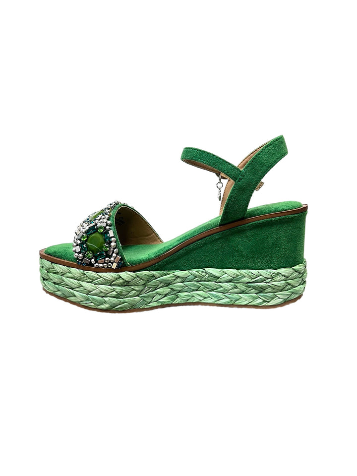 sandali gioiello donna zeppa xti art.14267704 verde