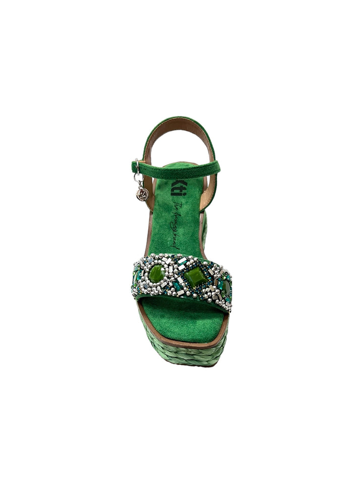 sandali gioiello donna zeppa xti art.14267704 verde