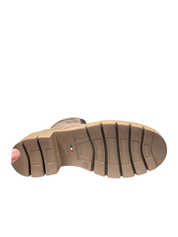 stivaletto allacciato donna pelle argilla