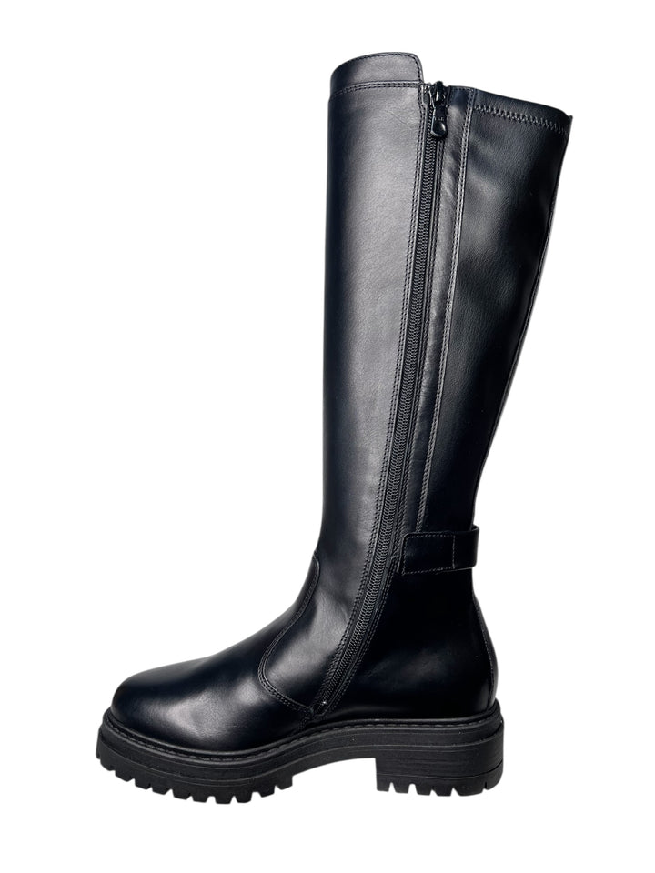 stivale donna pelle+elasticizzato nero