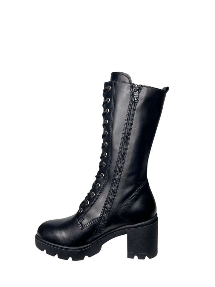 stivale 3\4 allacciato donna pelle nero