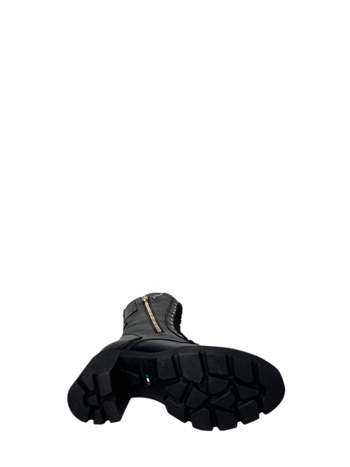 stivale 3\4 allacciato donna pelle nero