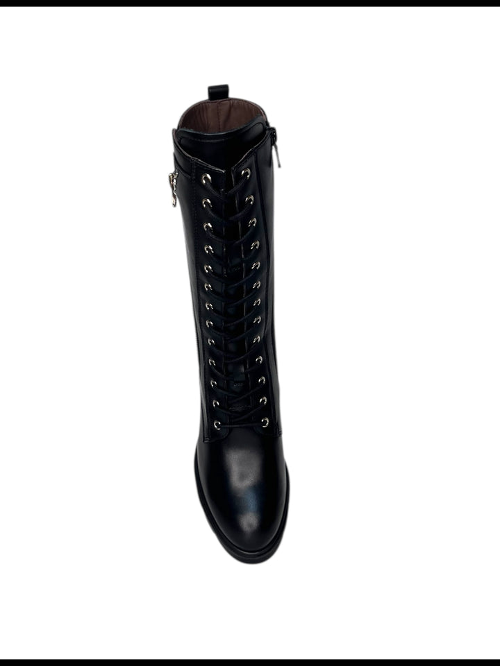 stivale 3\4 allacciato donna pelle nero