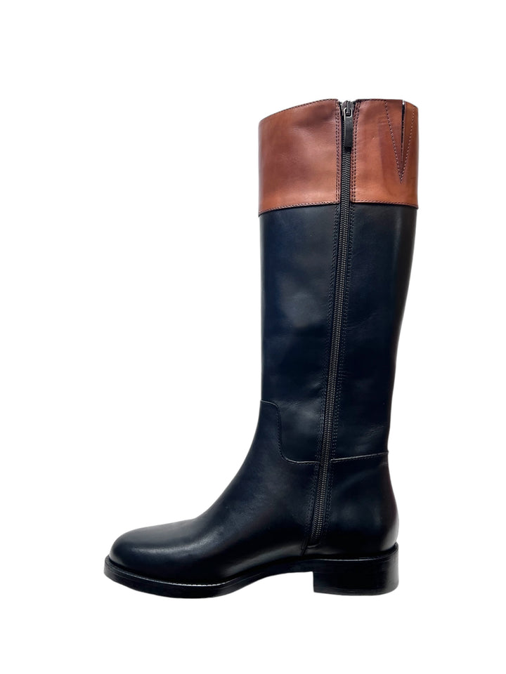 stivali cavallerizza donna pelle gianni crasto art.2060 nero-cuoio