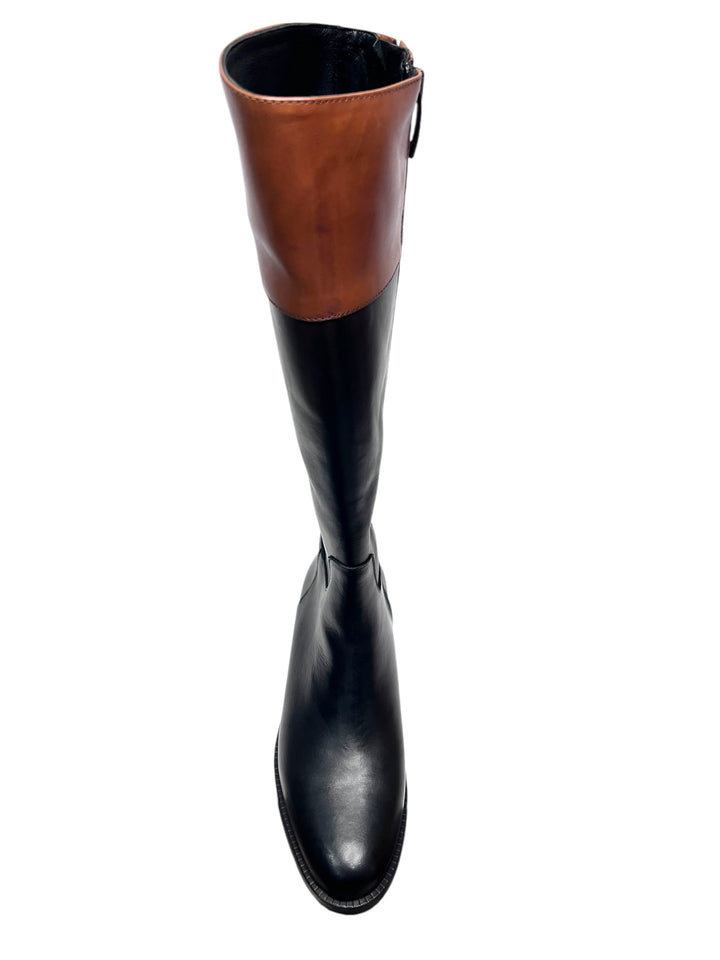 stivali cavallerizza donna pelle gianni crasto art.2060 nero-cuoio