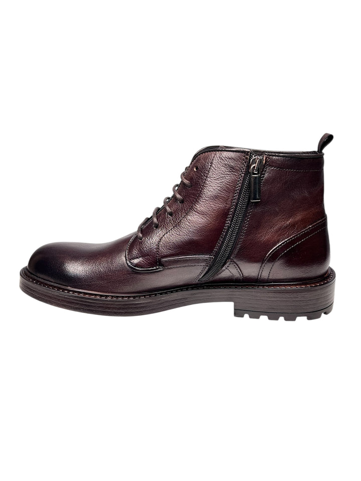 stivaletto allacciato uomo pelle  castagno