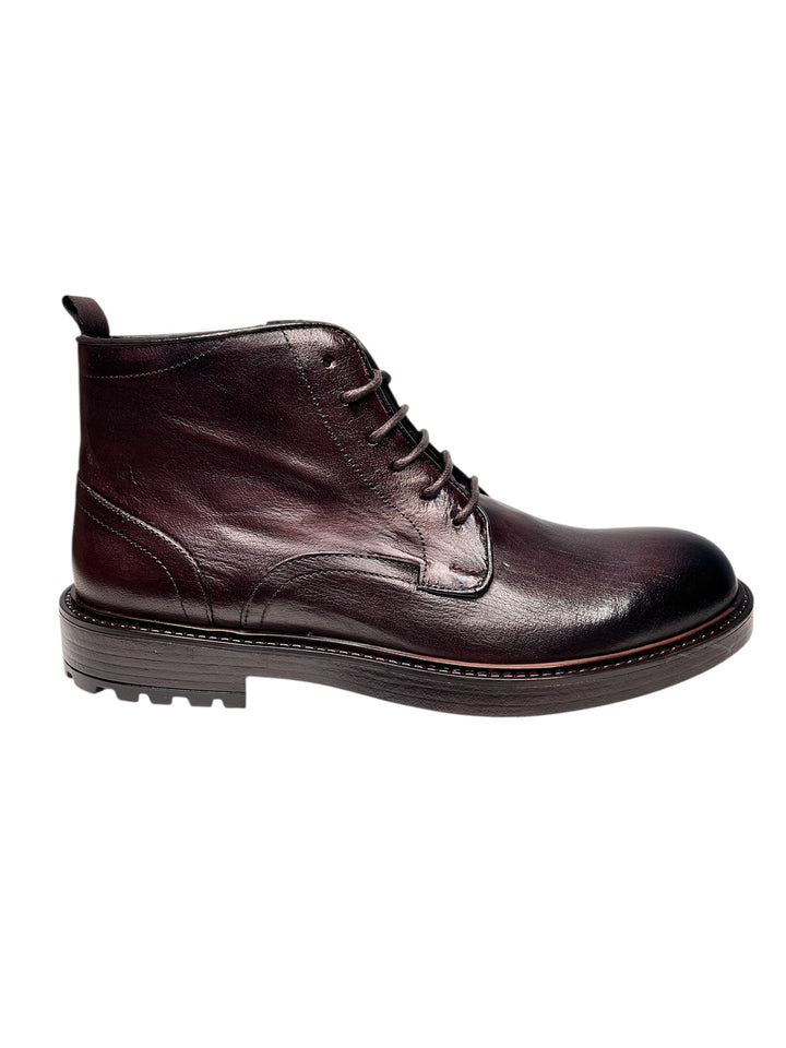 stivaletto allacciato uomo pelle  castagno