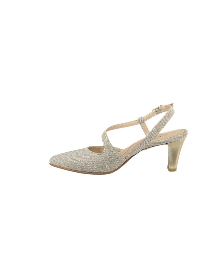 slingback donna pelle-tessuto vernissage art.e23550 oro