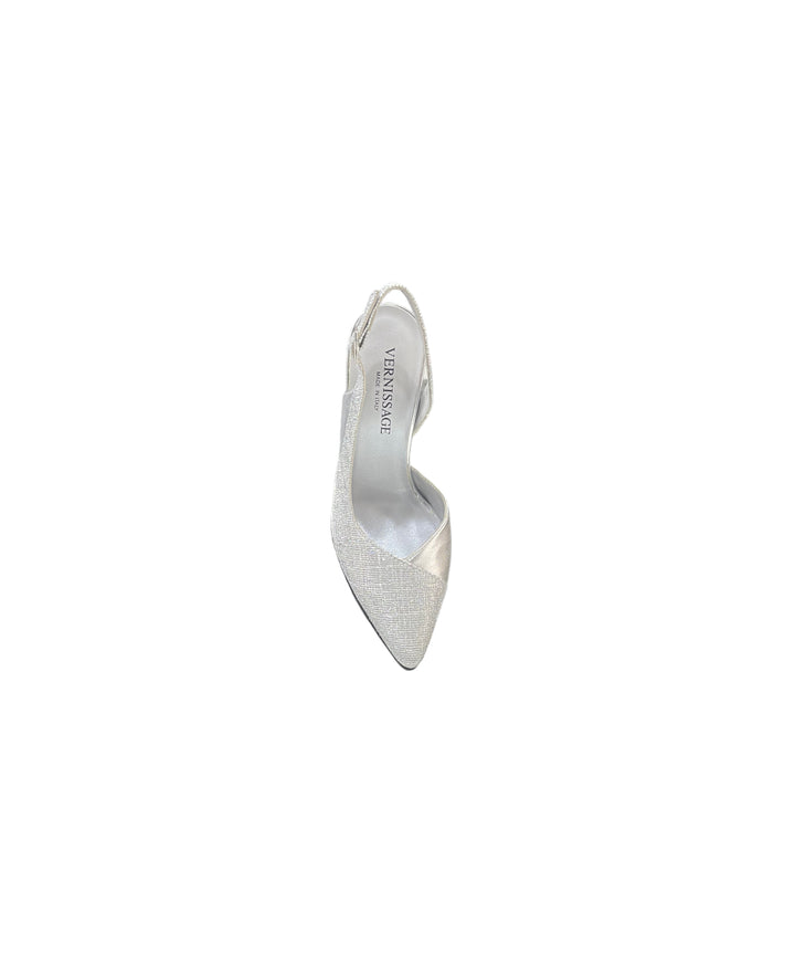 slingback donna pelle-tessuto vernissage art.e23622 argento