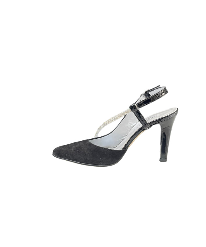 slingback donna tessuto-pelle vernissage art.e23625 nero