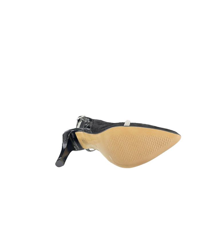 slingback donna tessuto-pelle vernissage art.e23625 nero