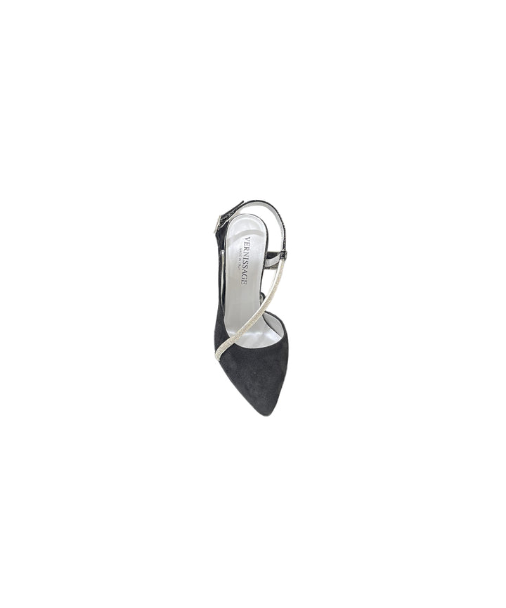 slingback donna tessuto-pelle vernissage art.e23625 nero