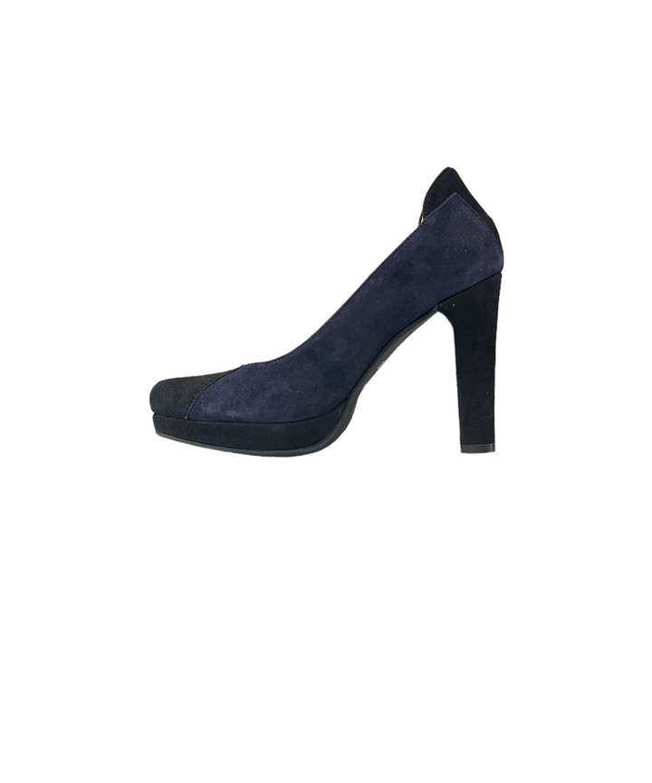 décolletè donna pelle scamosciata perticara art. 305 blu-nero