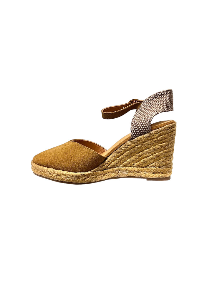 sandali espadrillas zeppa donna pelle lejade art.3314 cuoio