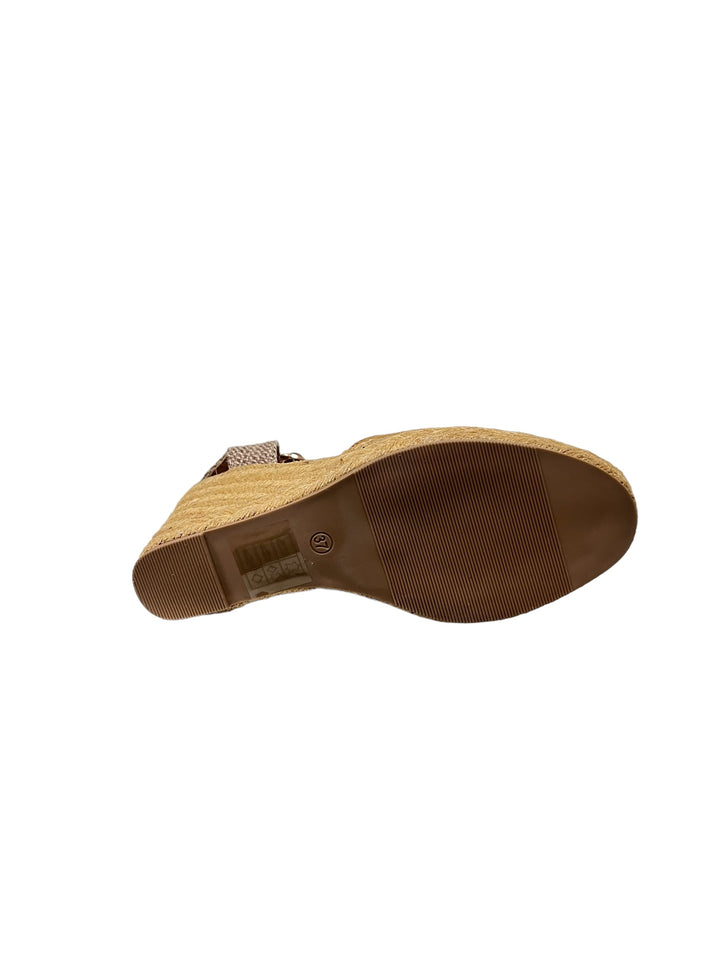sandali espadrillas zeppa donna pelle lejade art.3314 cuoio